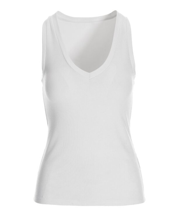 So Essential Ribbed V Neck Tank White - Image 2